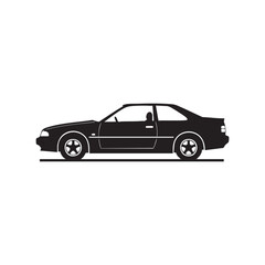 Obraz premium Sleek Coupe Car Side View in Black Silhouette