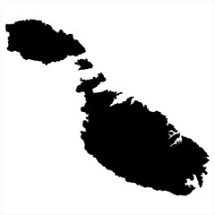Malta Map - black World Map International vector template with High detailed isolated on white background - Vector