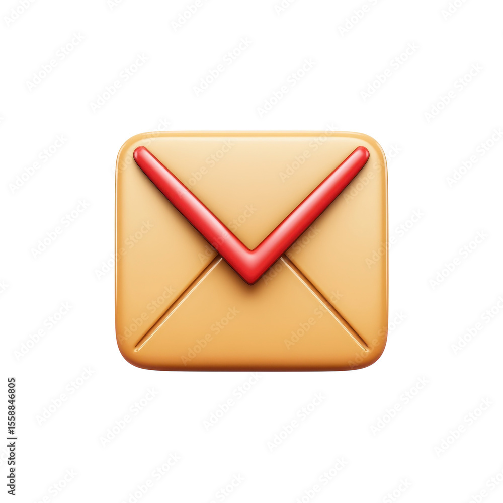 Poster glossy email icon design red and gold theme vector illustration for ui ux on transparent background