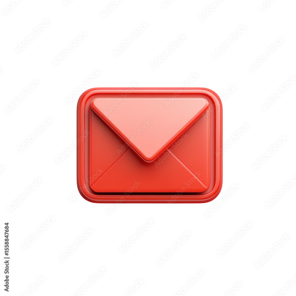 Poster red 3d email icon send receive communication and mailbox vector on transparent background