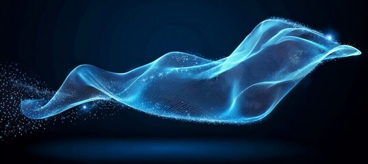 Dynamic and Energetic Abstract Technology Network with Spiraling Waves and Futuristic Blue Effects