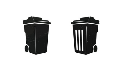Trash bin. Vector isolated icons. Black vector trash dusbin sign icon isolated elements. EPS 10