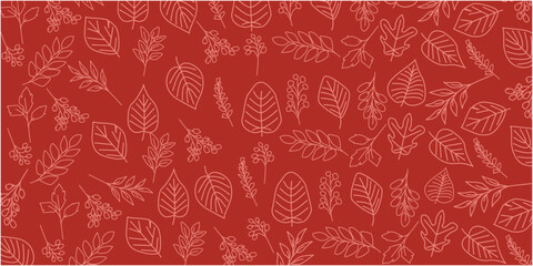 Autumnal leaves pattern. autumn botanical graphic elements. Autumnal plant decoration pattern. Vector illustration.
