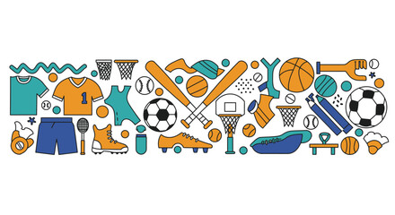 Colorful Sports and Fitness Equipment Illustration