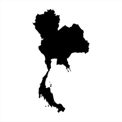 Thailand Map - black World Map International vector template with High detailed isolated on white background - Vector