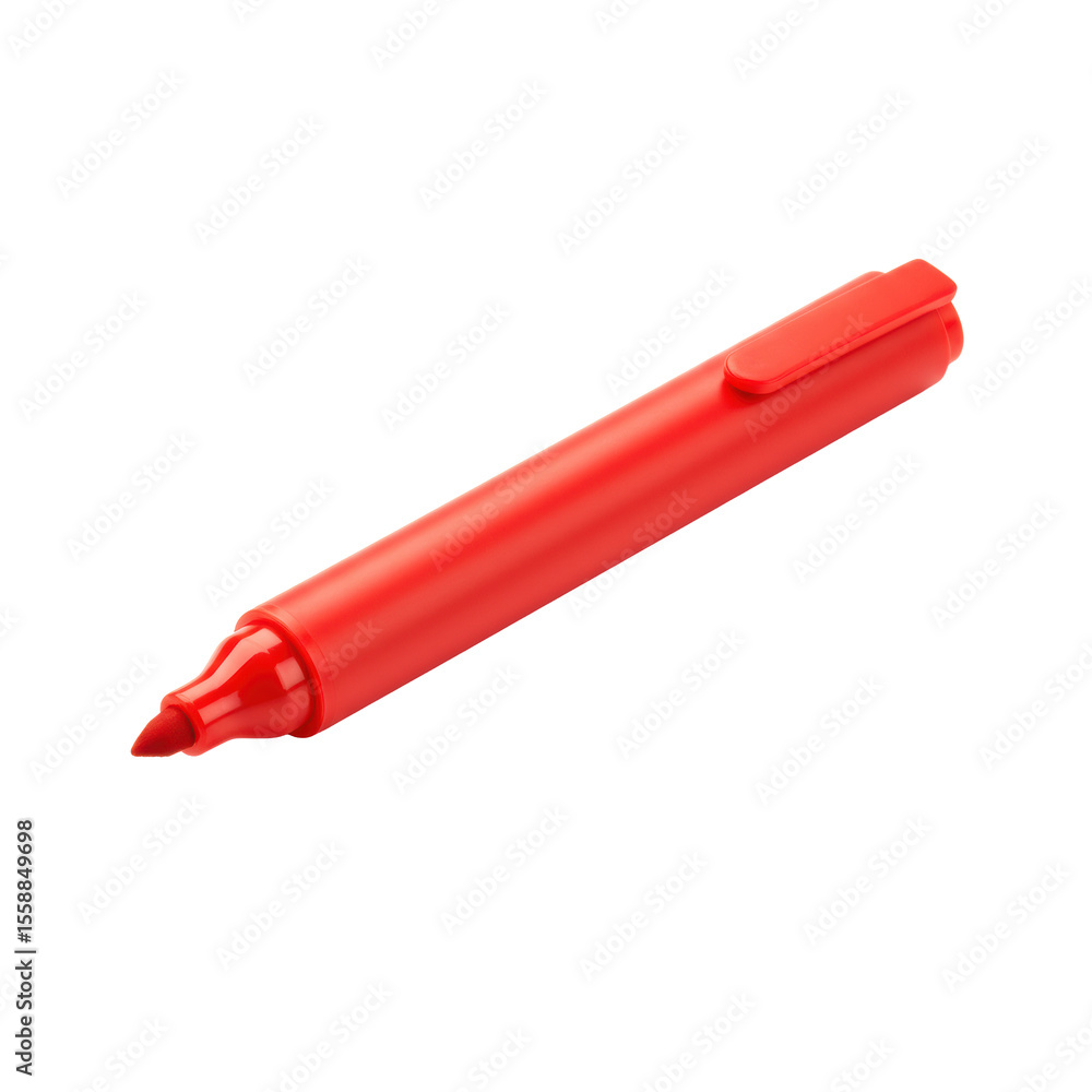 Aufkleber a vibrant red bullet tip dry erase marker with a smooth matte barrel and matching cap, featuring a t