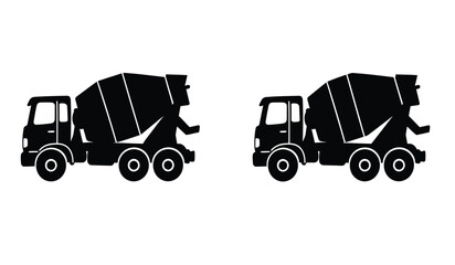 Fototapeta premium outline silhouette concrete mixer truck set isolated on white background