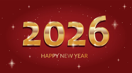 Happy new year 2026 design gold and red	