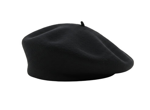 Classic black beret hat accessory isolated on transparent background