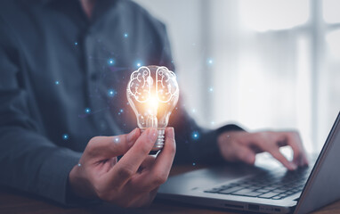 Idea thinking processes and psychology, thinking concept. Machine learning and artificial...