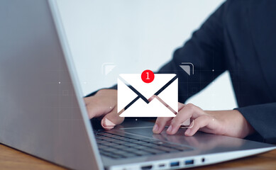 New email notification concept for business e-mail communication and digital marketing. Inbox...