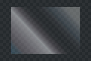 Glass plate on transparent background. Glass texture with glares and light effect	
