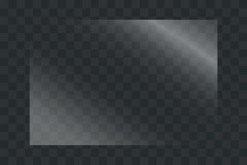 Glass plate on transparent background. Glass texture with glares and light effect	
