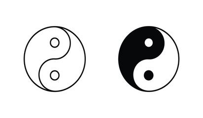 Yin Yang icon set. Symbol of harmony and balance
