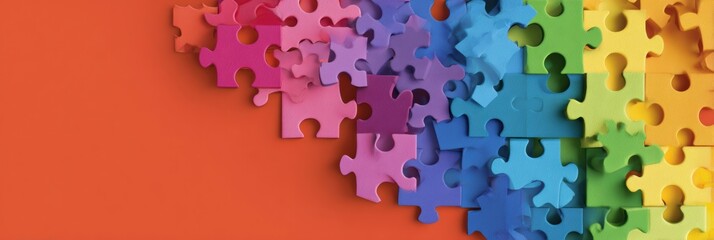 Puzzle-themed Layout Designed to Promote Autism Inclusion With Vibrant Colors and Various Shapes Fostering Awareness in Educational Settings