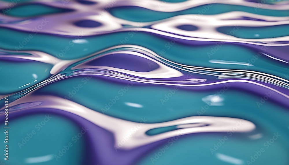 Aufkleber dynamic abstract waves of teal and purple liquid creating a captivating visual rhythm in motion