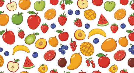 Colorful Fruit Pattern Illustration