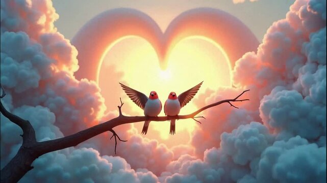love of birds sunset in the clouds