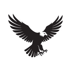 Majestic Eagle Soaring with Open Wings Silhouette powerful