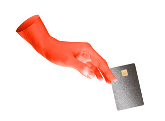Hand holding bank card. Consumer comparing premium credit and debit cards for secure payments,