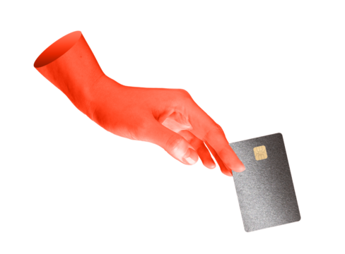 Hand holding bank card. Consumer comparing premium credit and debit cards for secure payments,