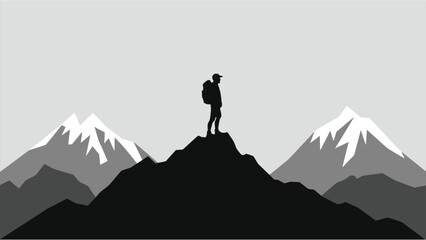 silhouette of a man on a mountain