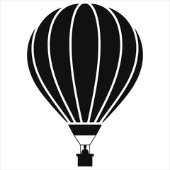 Simple black hot air balloon silhouette against a plain background/A clean, minimalist silhouette of a hot air balloon.