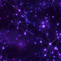 Obraz premium Seamless Purple Digital Network Texture with Glowing Nodes and Soft Bokeh