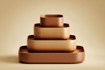 Minimalist stack of terracotta plant pot trays showcasing a refined finish for modern decor enthusiasts