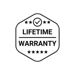 lifetime warranty sticker. guarantee sign and symbol.