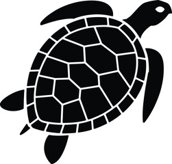 Obraz premium Majestic Sea Turtle Silhouette A Striking Black and White Illustration of a Marine Reptile