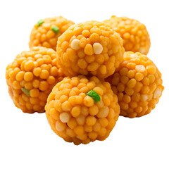 Bright boondi laddoo sweet ball isolated on transparent background