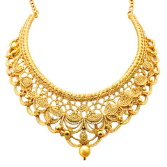 Beautiful gold necklace for women isolated on transparent background