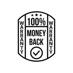 flat money back guarantee label design.