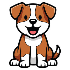 Happy Cartoon Puppy Dog Sitting Vector