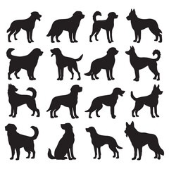 Isolated dogs on the white background. Dogs silhouettes. Vector EPS 10.	
