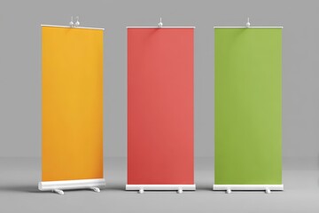 Banner Pull Up. Presentation of Vertical Rollup Banner Template for Business Promotion