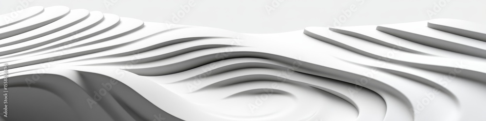 Poster elegant abstract monochromatic ripple layers with white wave lines texture for stunning 3d design