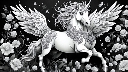 Pegasus Unicorn Waits With Wings Spread