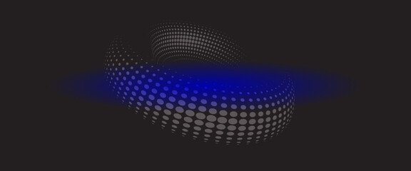 3D blue techno abstract background overlap layer on dark space with glowing dots shape decoration