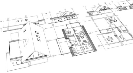 house architecture plan 3d illustration	
