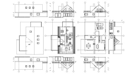 house architecture plan 3d illustration	

