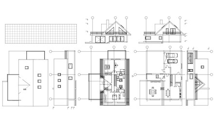 house architecture plan 3d illustration	
