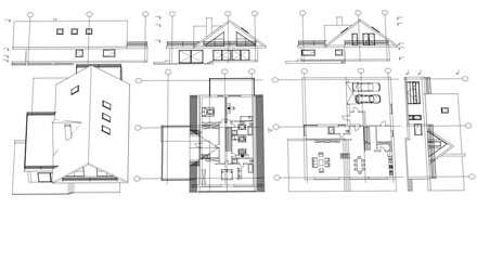 house architecture plan 3d illustration	
