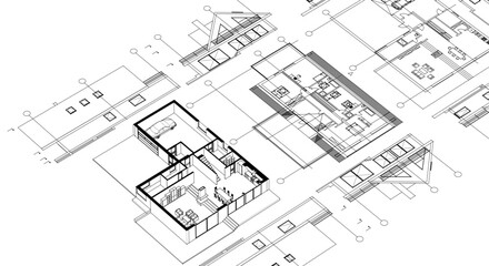 house architecture plan 3d illustration	
