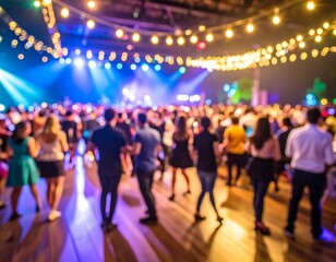 Blurred crowd dancing at a concert