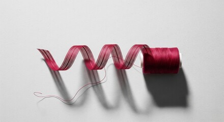 Artistic image of thread unraveling from spool in abstract motion