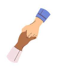 Multiracial human hands holding together
