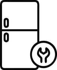 Vector art of wrench repairs refrigerator isolated on white background