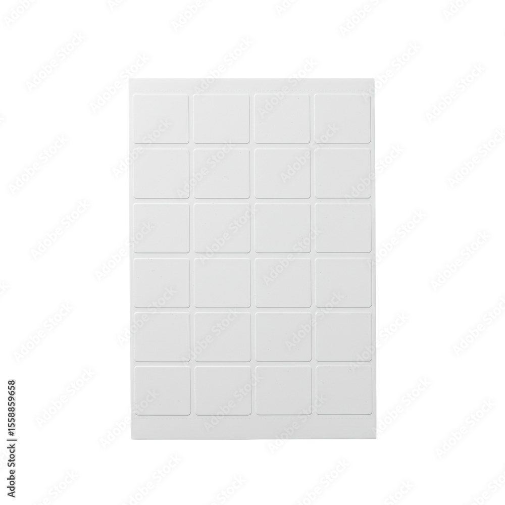 Aufkleber transparent adhesive file folder labels in a precise grid, perfectly isolated on a stark white studi
